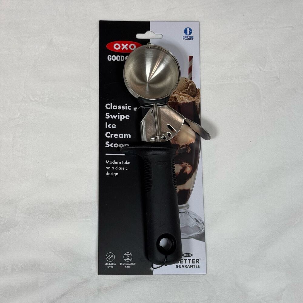 OXO Good Grips Classic Swipe Ice Cream Scoop Stainless Steel Black NWT